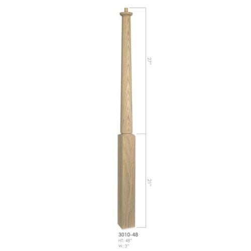 3010-48 Röhe pin top wood newel post, 3 x 48 inches