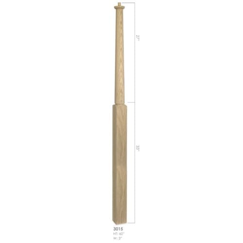 3015 Röhe pin top wood newel post, 3 x 60 inches