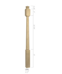 3040 - 3" x 48" Wooden Newel Post - Post to Post - Röhe