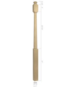 3042 - 3" x 60" Wooden Newel Post - Post to Post - Röhe