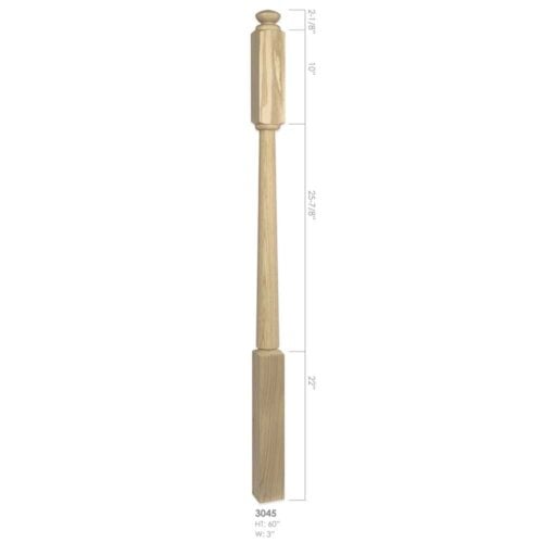3045 Röhe post to post wood newel post, 3 x 60 inches