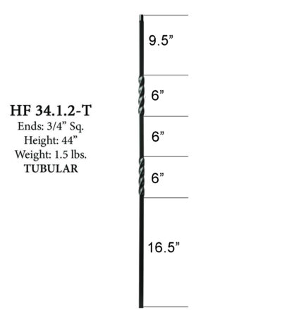 34.1.2-T MEGA Double Twist Hollow Iron Baluster