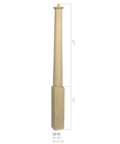 3510 - 3.5" x 42" Wooden Newel Post - Pin Top - Röhe