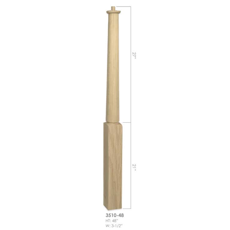 3510-48 Röhe pin top wood newel post, 3-1/2 x 48 inches