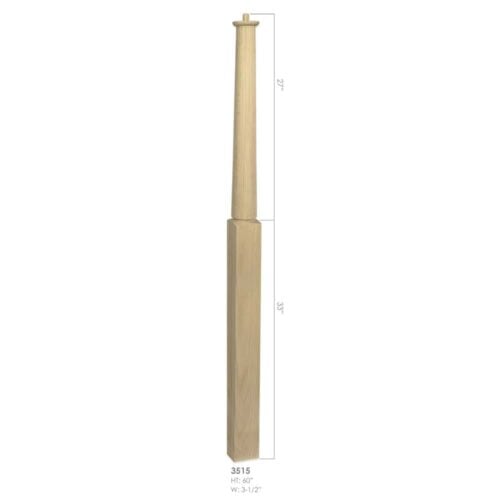 3515 Röhe pin top wood newel post, 3-1/2 x 60 inches
