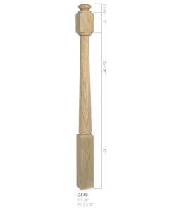 3540 - 3.5" x 48" Wooden Newel Post - Post to Post - Röhe