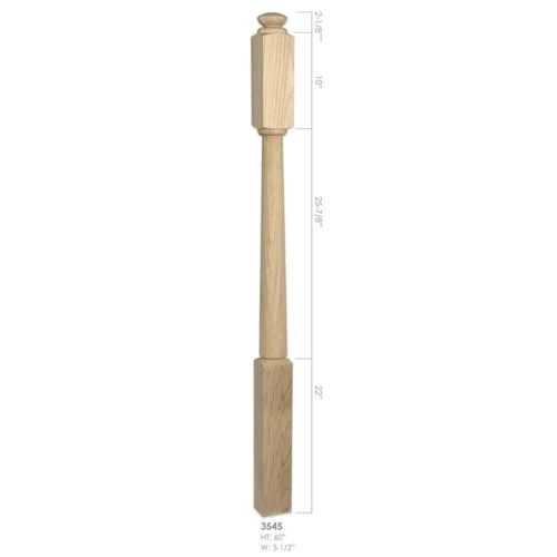 3545 Röhe post to post wood newel post, 3-1/2 x 60 inches
