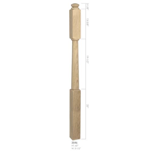 3546 Röhe post to post wood newel post, 3-1/2 x 60 inches