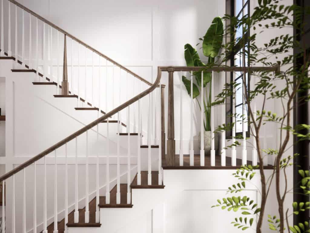 Rohe stair remodel with traditional wood balusters