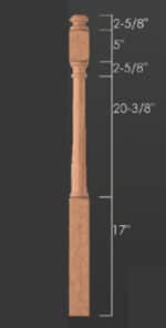 4040-IS Mushroom Top Newel Post – Red Oak