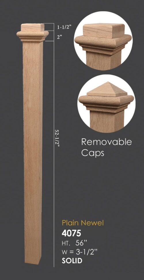 RO-4075-NT - 56" x 3-1/2" - Plain Newel Post