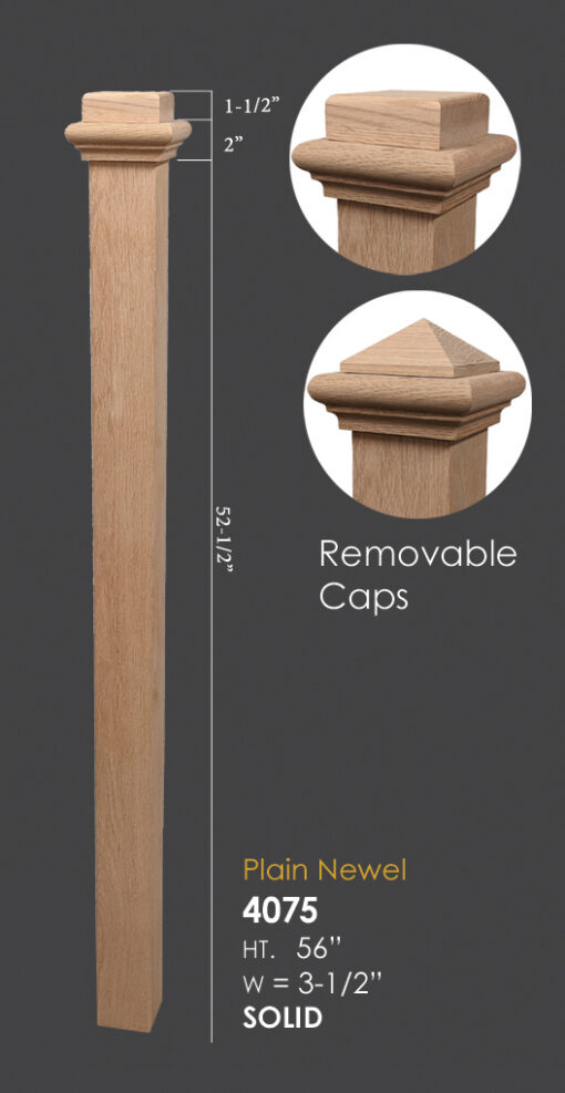 RO-4075-NT - 56" x 3-1/2" - Plain Newel Post
