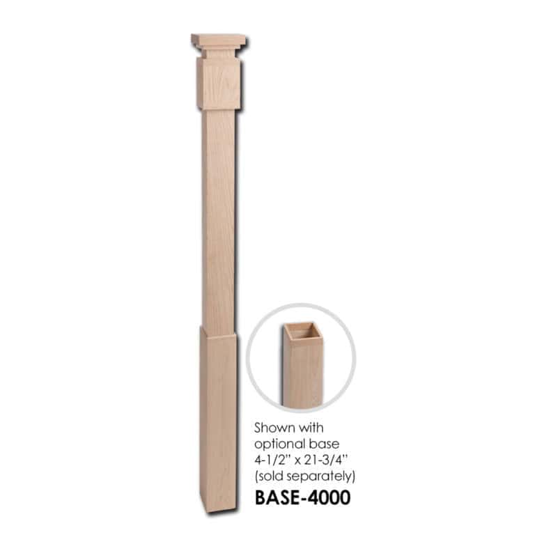 ForestKraft 4400 small modern box newel post with base sleeve