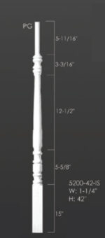 PG-5200-42 Paint Grade Primed White Pin Top Baluster - Image 2