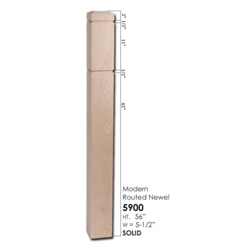 ForestKraft 5900 large modern routed newel post, 5-1/2 inches square x 56 inches