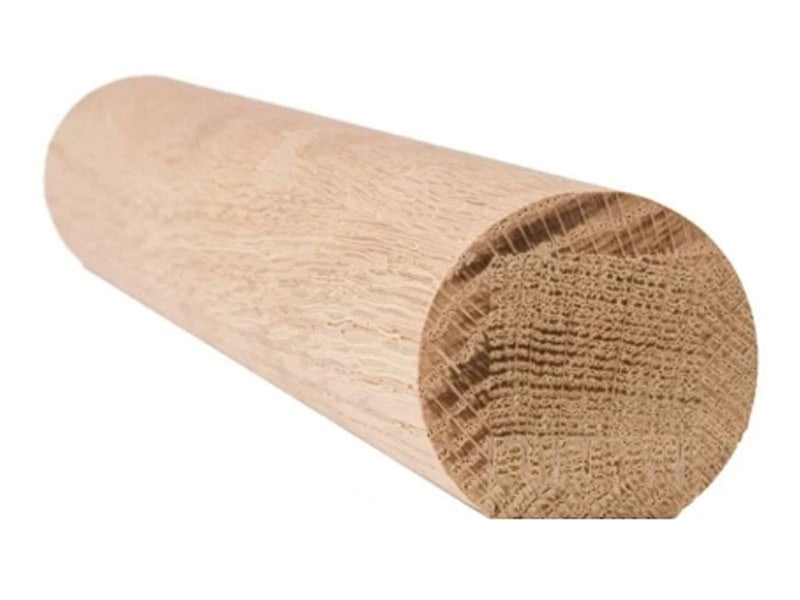 6040 round wood wall rail in unfinished oak