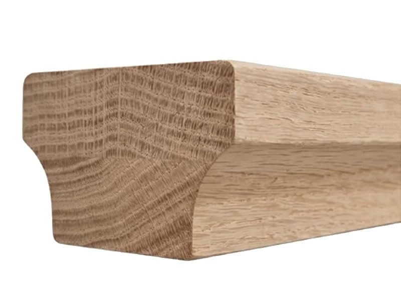 6084 modern wood handrail profile in unfinished oak, end view
