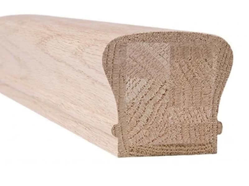 6210 wide traditional wood handrail profile in unfinished oak, end view
