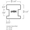 6484 modern wood handrail 6484 modern wood handrail profile drawing, 2-1/4 x 2-1/4 inches