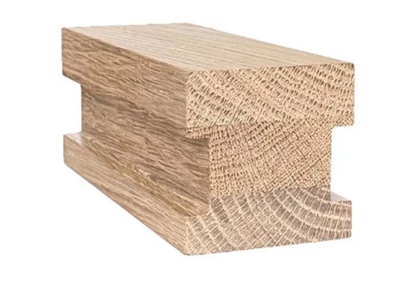 6484 modern square wood handrail profile in unfinished oak, end view