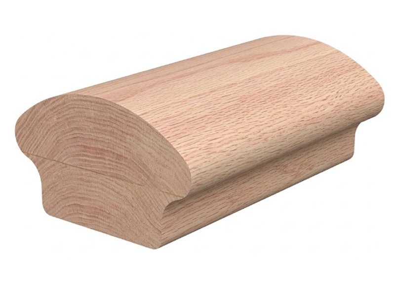 6500 Skandi wood handrail with a rounded top in unfinished red oak