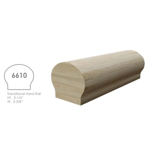 6610 wood handrail, 2-1/4 x 2-5/8 inch profile