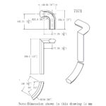 7571 - 2 Rise Left Gooseneck Handrail Fitting - 6500 Series - Image 2
