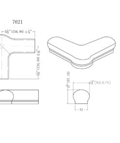 7621 Level Quarter Turn with Cap Wood Handrail Fitting
