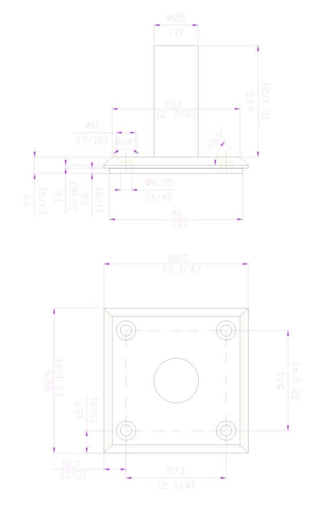 4000-CAP-S chamfered cap with stem dimension drawing