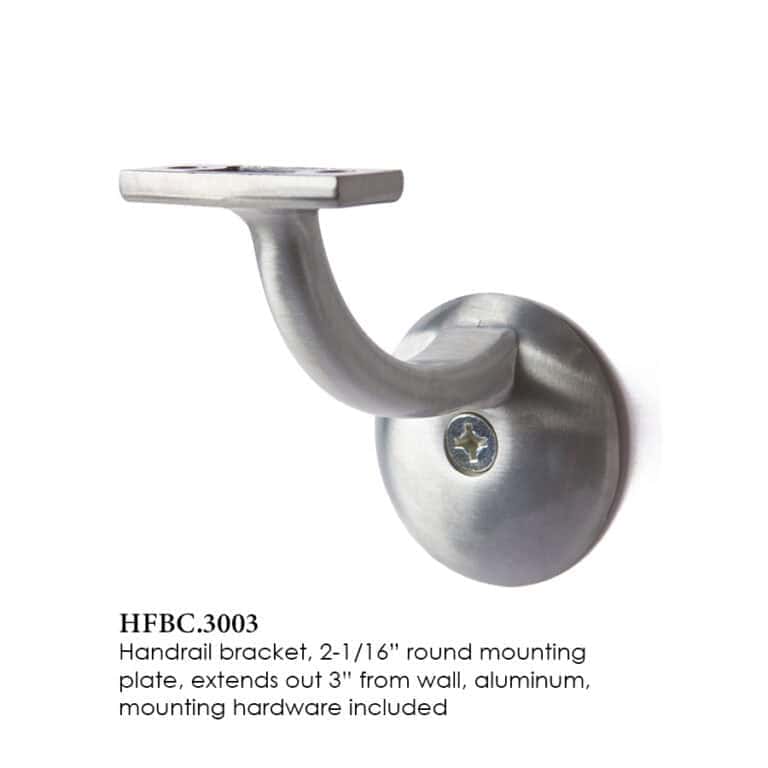 3003 round handrail bracket for wood handrails, brushed chrome