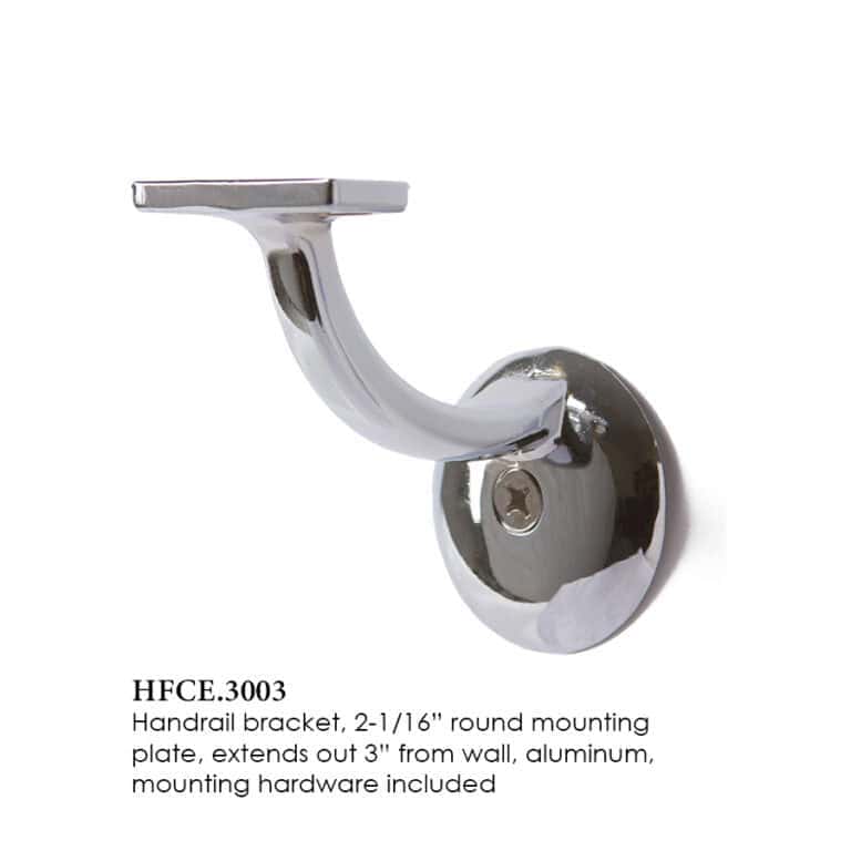 3003 round handrail bracket for wood handrails, chrome