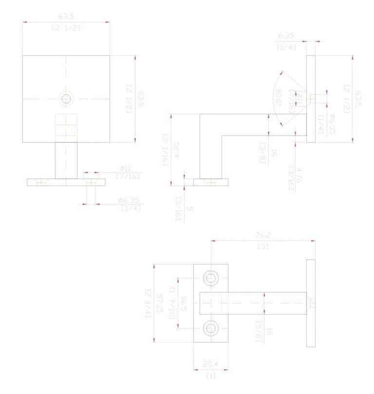 3004 modern handrail bracket dimension drawing