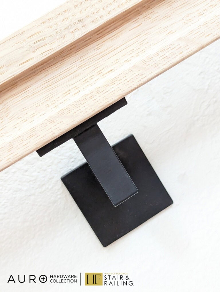 3004 satin black modern handrail bracket holding a wood handrail