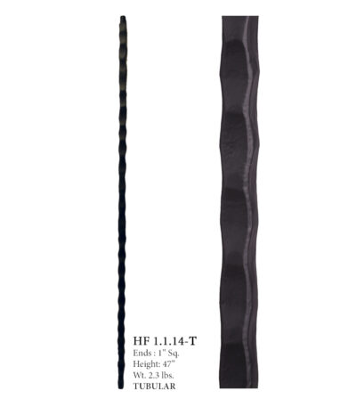 1.1.14-T Tuscan 1" Square Hammered Newel - Satin Black