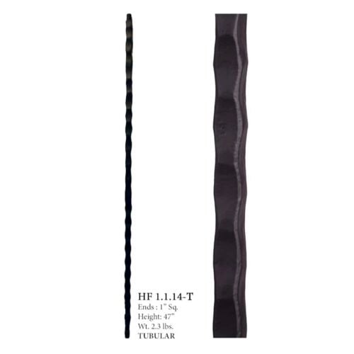 1.1.14-T Tuscan 1" Square Hammered Newel - Satin Black