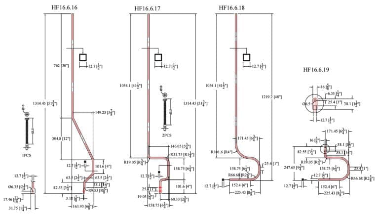 Heights collection wall mount iron baluster drawings in millimeters