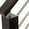 Round bar stem handrail bracket holding horizontal bar railing