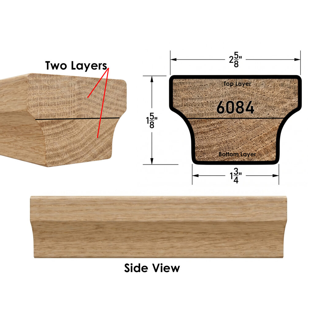 6084 Modern Wooden Handrail - With Specs