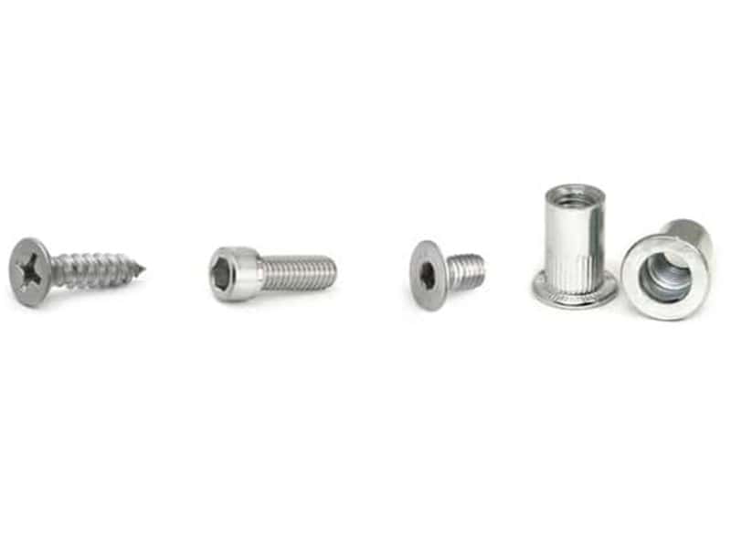 Stainless steel screws and pop rivet nuts for mounting AXIA railing brackets and fittings