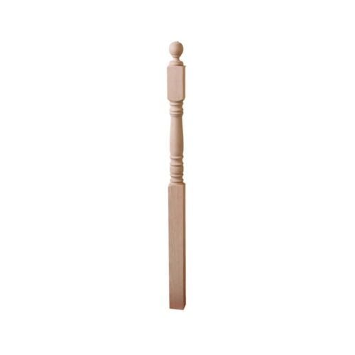 4301E ball top newel, 3 in square x 54 in, red oak