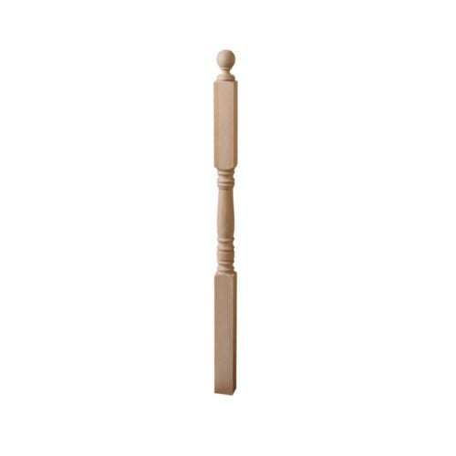 4305E landing newel, 3 in square x 54 in, red oak