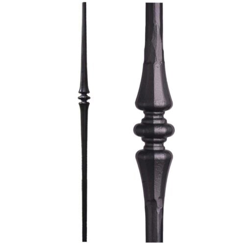 1.1.21 small tapered knuckle Tuscan round hammered iron newel