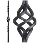 16.5.5 Single Basket Iron Newel Post - Satin Black