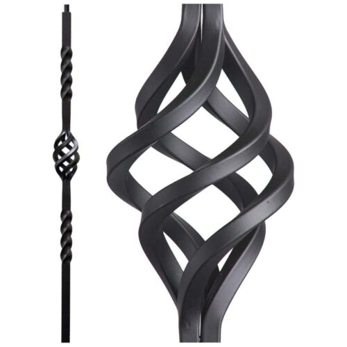 16.5.5 Single Basket Iron Newel Post - Satin Black