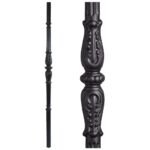 18.1.1-T Decorative Knuckle Monte Carlo Hollow Iron Newel - Satin Black