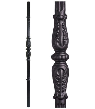 18.1.1-T Decorative Knuckle Monte Carlo Hollow Iron Newel - Satin Black