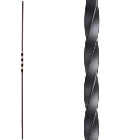 The 16.1.1-T Single Twist Hollow Iron Baluster, 1/2" square, 44" tall, designed for seamless stair remodel integration. Compatible with 1/2" Sq. balusters and shoes 16.3.19, 16.3.2.