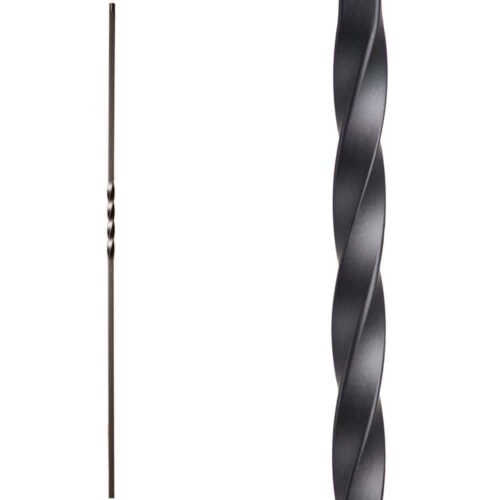 The 16.1.1-T Single Twist Hollow Iron Baluster, 1/2" square, 44" tall, designed for seamless stair remodel integration. Compatible with 1/2" Sq. balusters and shoes 16.3.19, 16.3.2.