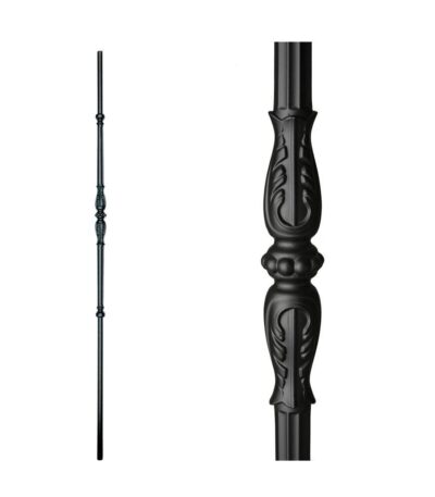 18.2.1-T Single Decorative Knuckle Iron Baluster - Satin Black