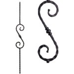 2.9.36 Single Knuckle Scroll Tuscan Square Hammered Iron Baluster